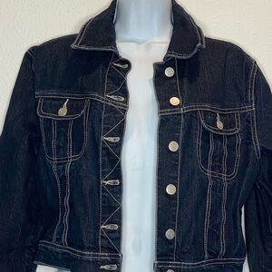 Bebe Jacket Womens M  Blue Denim Cotton With Stretch Cropped